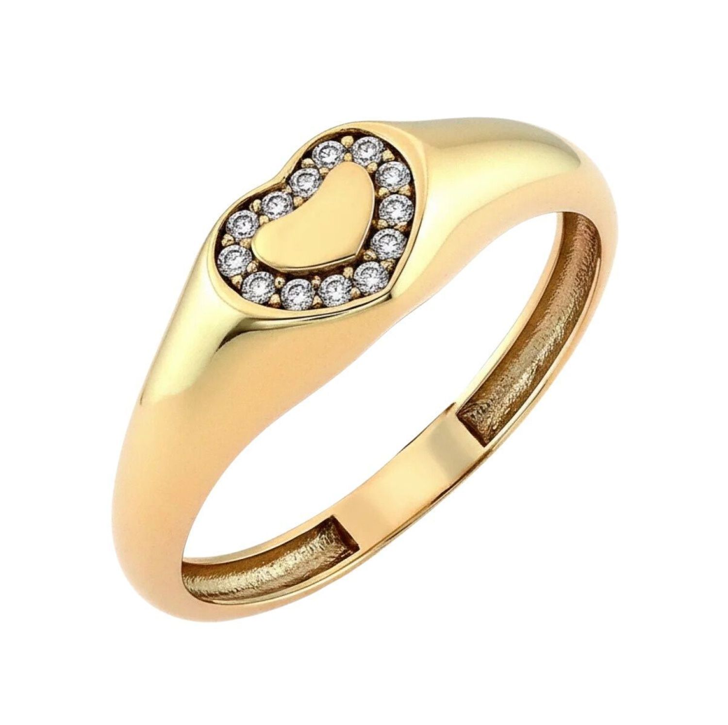 Romantyczny złoty pierścionek damski z motywem serca wysadzany cyrkoniami. Kolekcja Amore – idealny na prezent, Walentynki i wyjątkowe okazje.1.jpg